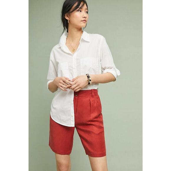 New Anthropologie Coastline Bermuda Shorts $98 RASPBERRY Size 24 - Picture 1 of 4